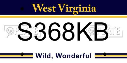 S368KB West Virginia License Plate
