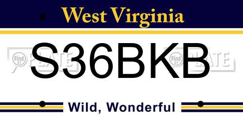 S36BKB West Virginia License Plate