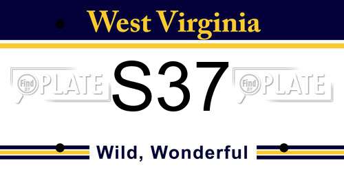 S37 West Virginia License Plate