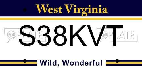S38KVT West Virginia License Plate