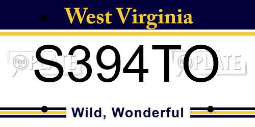 S394TO West Virginia License Plate