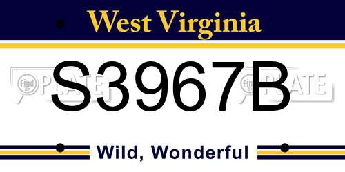 S3967B West Virginia License Plate