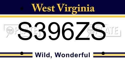 S396ZS West Virginia License Plate