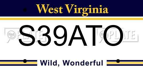 S39ATO West Virginia License Plate