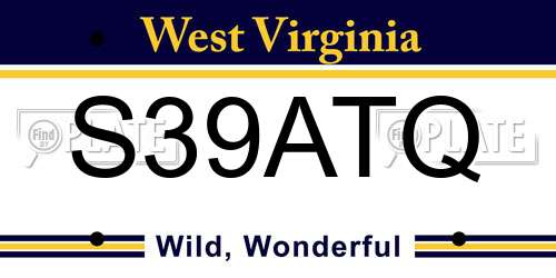 S39ATQ West Virginia License Plate