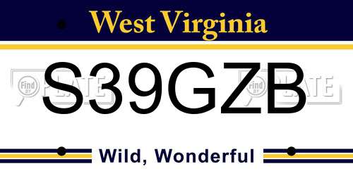 S39GZB West Virginia License Plate