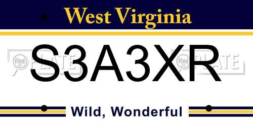 S3A3XR West Virginia License Plate