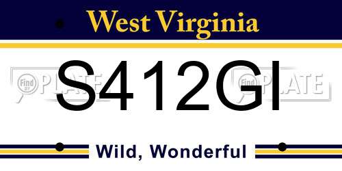 S412GI West Virginia License Plate