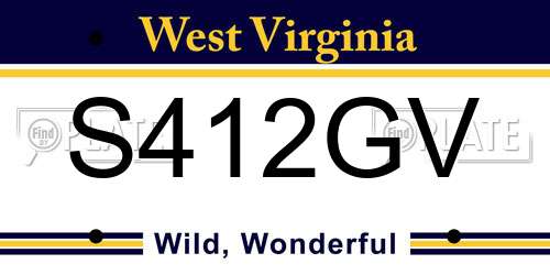 S412GV West Virginia License Plate