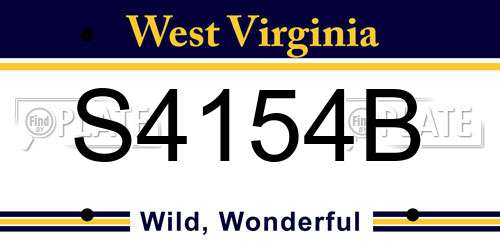 S4154B West Virginia License Plate