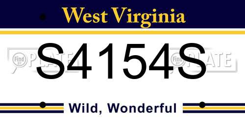 S4154S West Virginia License Plate