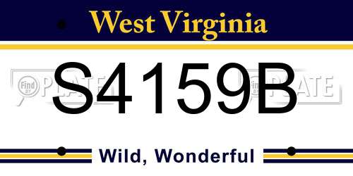 S4159B West Virginia License Plate