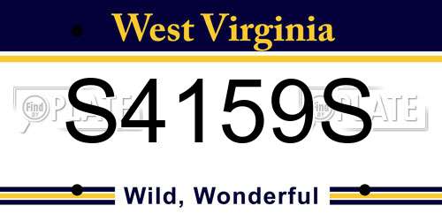 S4159S West Virginia License Plate