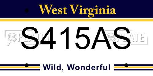 S415AS West Virginia License Plate