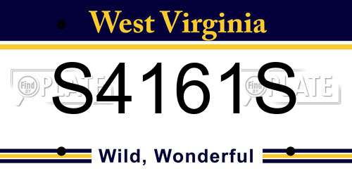 S4161S West Virginia License Plate