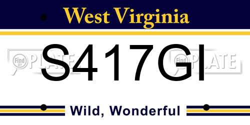 S417GI West Virginia License Plate
