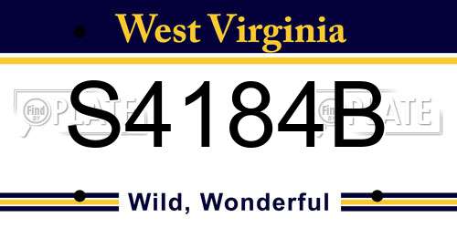 S4184B West Virginia License Plate