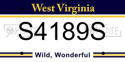 S4189S West Virginia License Plate