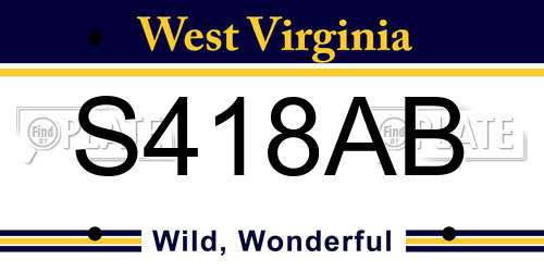 S418AB West Virginia License Plate