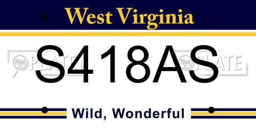 S418AS West Virginia License Plate