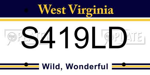 S419LD West Virginia License Plate