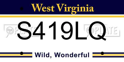 S419LQ West Virginia License Plate