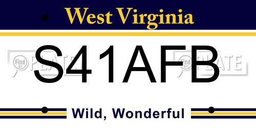 S41AFB West Virginia License Plate