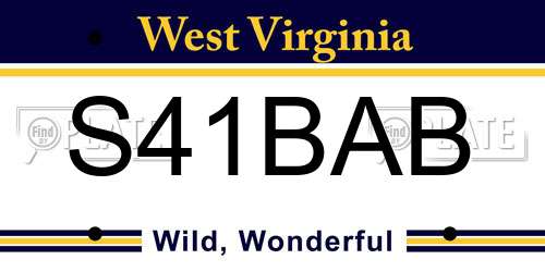 S41BAB West Virginia License Plate
