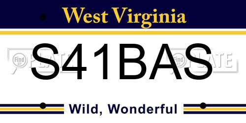 S41BAS West Virginia License Plate