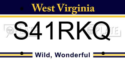 S41RKQ West Virginia License Plate