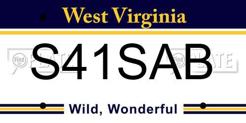 S41SAB West Virginia License Plate