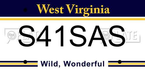 S41SAS West Virginia License Plate