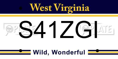 S41ZGI West Virginia License Plate