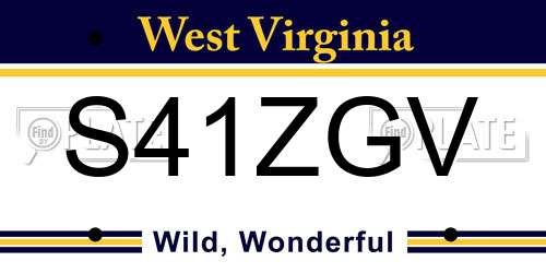S41ZGV West Virginia License Plate