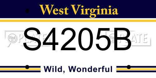 S4205B West Virginia License Plate