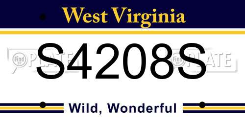 S4208S West Virginia License Plate