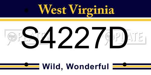 S4227D West Virginia License Plate