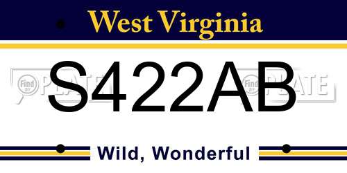 S422AB West Virginia License Plate