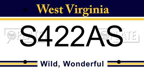 S422AS West Virginia License Plate
