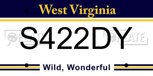 S422DY West Virginia License Plate
