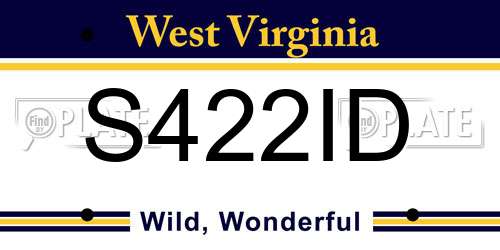 S422ID West Virginia License Plate