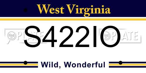 S422IO West Virginia License Plate