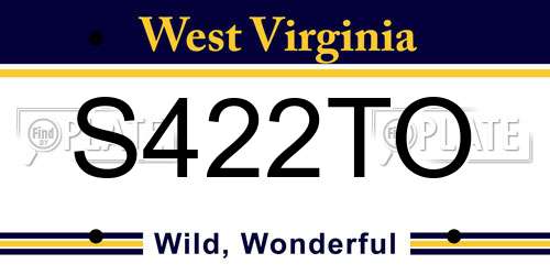 S422TO West Virginia License Plate