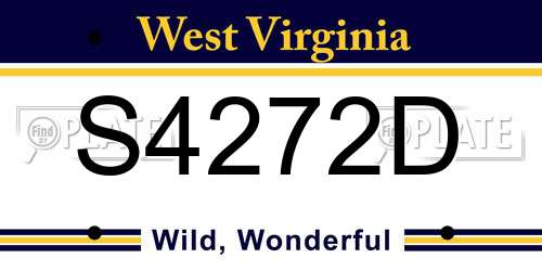 S4272D West Virginia License Plate