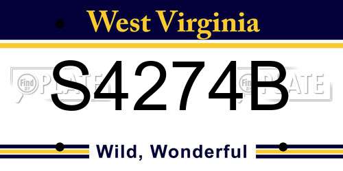 S4274B West Virginia License Plate