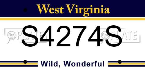 S4274S West Virginia License Plate