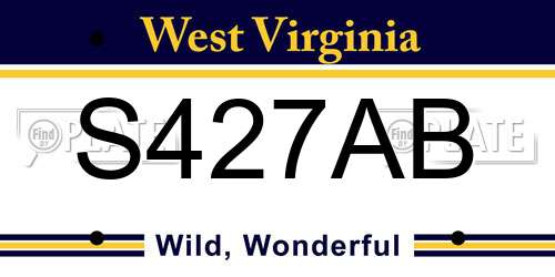 S427AB West Virginia License Plate