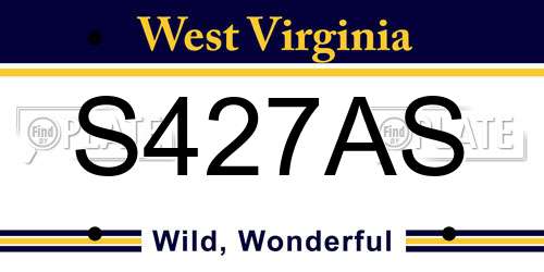 S427AS West Virginia License Plate
