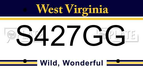 S427GG West Virginia License Plate