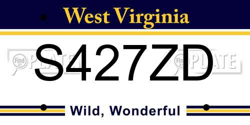 S427ZD West Virginia License Plate